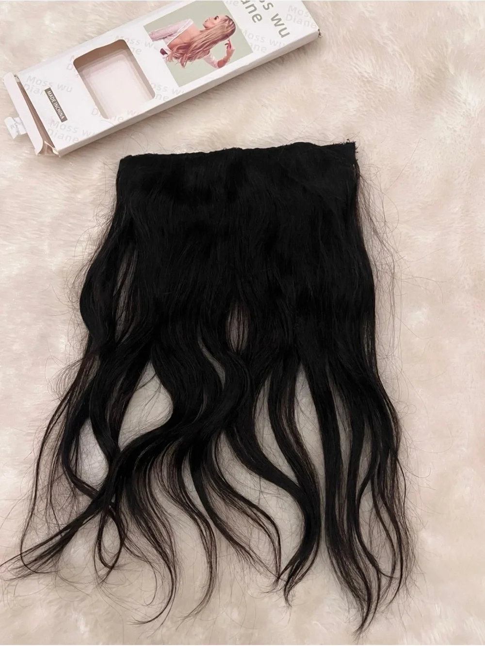 100% Human Hair Halo Hair Extensions Black 16 inches NEW
